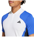 Adidas Mens Pro Freelift Tennis Polo White and Lucid Blue