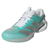 Women's Adizero Ubersonic 5 Tennis Shoes Flash Aqua and Silver Metallic