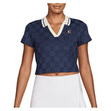 Women's Dri-FIT Court Collection Cropped Tennis Polo Midnight Navy and Sail