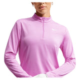 Women's Dri-FIT UV Victory Half-Zip Tennis Top Lt Magenta and White
