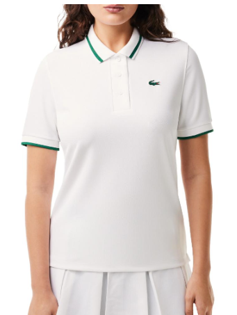 Lacoste Women's Pique Tennis Polo with Contrast Stripped Collar