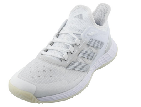 Adidas Dama adizero Ubersonic 4.1 Tennis Shoes White and Silver Metallic