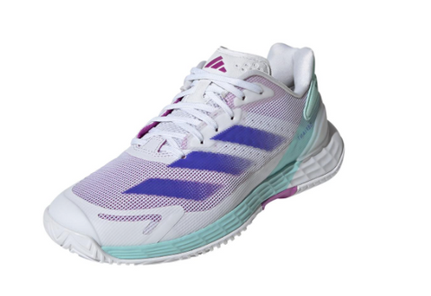 Adidas Womens Defiant Speed 2 Tennis Shoes White and Cobalt Blue