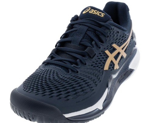 Asics Women's Gel-Resolution 9 Tennis Shoes French Blue and Pure Gold