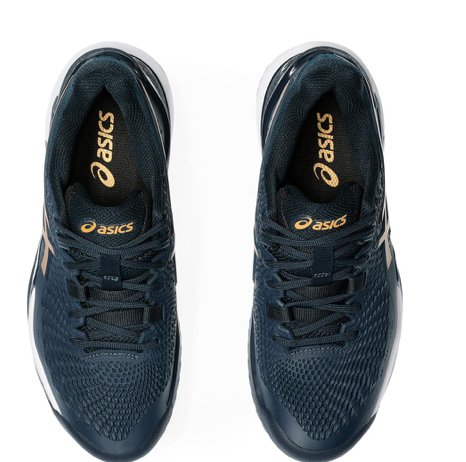 Asics Women's Gel-Resolution 9 Tennis Shoes French Blue and Pure Gold