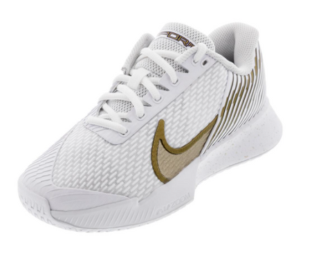 Nike Women's Air Zoom Vapor Pro 2 WMB Tennis Shoes White and Metallic Gold