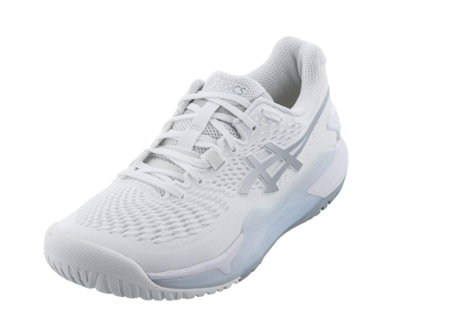 Asics Women's GEL-Resolution 9 Tennis Shoes White and Pure Silver