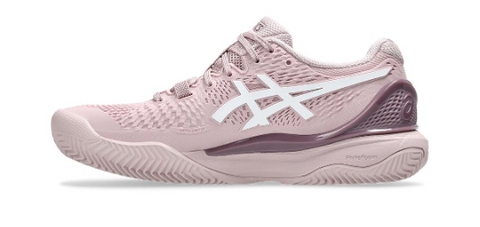 Asics Womens Gel-Resolution 9 Clay Tennis Shoes Watershed Rose and White