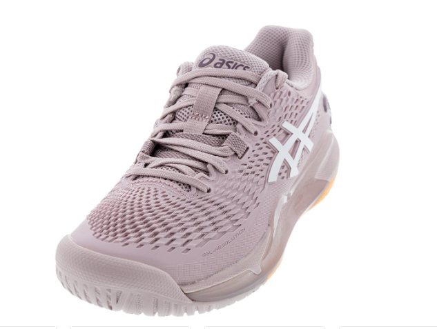 Asics Womens Gel-Resolution 9 Wide Tennis Shoes Watershed Rose and White