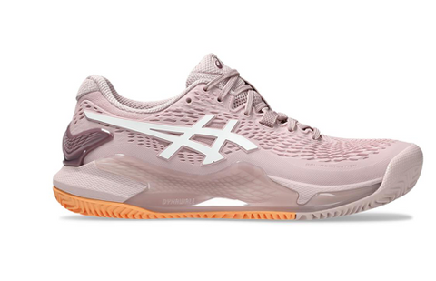 Asics Womens Gel-Resolution 9 Wide Tennis Shoes Watershed Rose and White