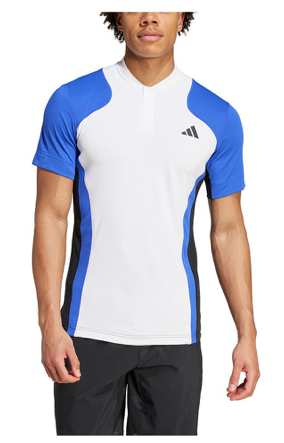 Adidas Mens Pro Freelift Tennis Polo White and Lucid Blue