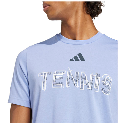 Adidas Mens Hi-Vis Graphic Tennis Tee Blue Spark