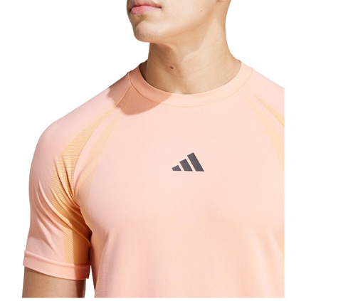 Adidas Mens Pro Seamless Tennis Top Semi Pink Spark and Pink Spark