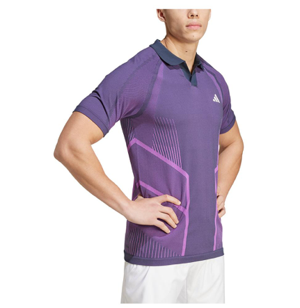 Adidas Mens Pro Seamless Tennis Polo Aurora Ink and Preloved Purple