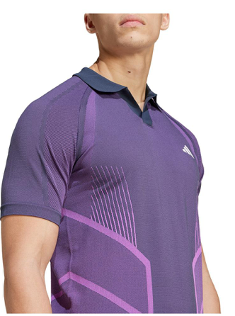 Adidas Mens Pro Seamless Tennis Polo Aurora Ink and Preloved Purple