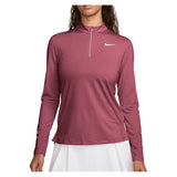Women's Dri-FIT UV Victory 1/4-Zip Tennis Top Pink Smoke and White