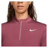 Women's Dri-FIT UV Victory 1/4-Zip Tennis Top Pink Smoke and White