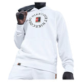 Men's Court Dri-FIT Heritage Fleece Pullover Tennis Hoodie White and Black