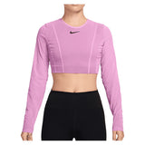 Women's Paris Court Slam Long Sleeve Tennis Crop Top Lt Magenta and Tattoo