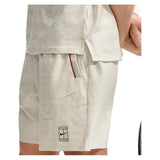Men's Court Dri-FIT Advantage 6 Inch Print Tennis Short Light Bone and Tough Red