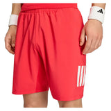 Men's Club 3 Stripe 9 Inch Tennis Shorts Pure Ruby