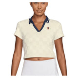Women's Dri-FIT Court Collection Cropped Tennis Polo Sail and Midnight Navy